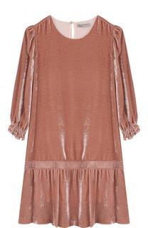 Мини-платье из вискозы и шелка с кружевной отделкой Ermanno Scervino