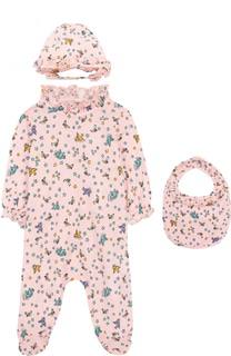 Хлопковый комплект из пижамы с шапкой и нагрудника Gucci