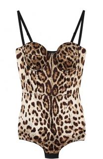 Шелковое леопардовое боди Dolce &amp; Gabbana