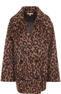 Шерстяное пальто с леопардовым принтом Michael Kors