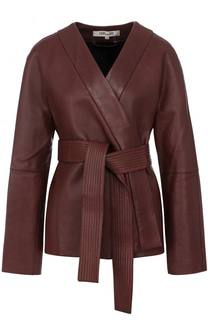 Однотонная кожаная куртка с поясом Diane Von Furstenberg