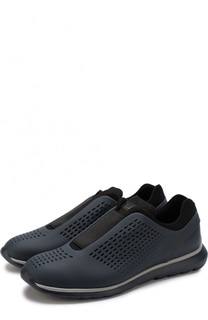 Кожаные кроссовки без шнуровки с эластичной вставкой Z Zegna