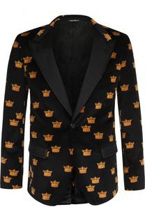 Однобортный вечерний пиджак из смеси хлопка и шелка Dolce &amp; Gabbana