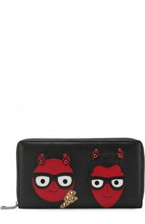 Кожаное портмоне на молнии с аппликацией Dolce &amp; Gabbana