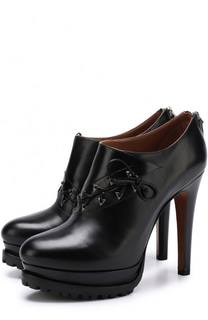 Кожаные ботильоны на шнуровке Alaia