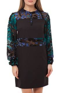 Прямое платье в комбинации 2х тканей Gloss