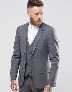 Серый шерстяной пиджак слим в клеточку River Island - Серый