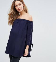 Топ с широким вырезом и завязками на рукавах Isabella Oliver - Темно-синий