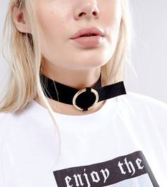 Бархатное ожерелье-чокер с пряжкой Reclaimed Vintage - Черный