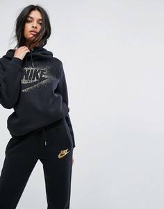 Худи с логотипом металлик и воротником-труба Nike - Мульти