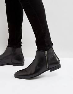 Черные кожаные ботинки челси с молнией Frank Wright - Черный
