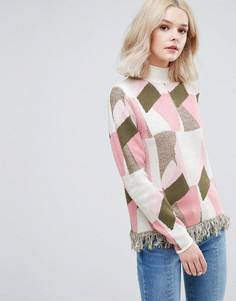 Вязаный джемпер с узором и бахромой Vila - Мульти