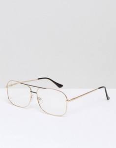 Черно-золотистые очки с прозрачными стеклами ASOS - Золотой