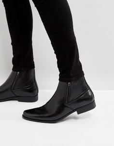 Черные ботинки челси из искусственной кожи с молниями ASOS - Черный