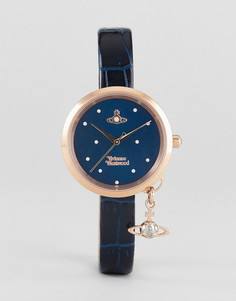 Часы с темно-синим кожаным ремешком и подвеской-орбитой Vivienne Westwood VV139NVNV - Темно-синий