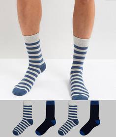 Набор из 4 пар носков в полоску Jack & Jones - Темно-синий