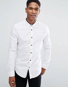 Приталенная рубашка с контрастной отделкой Threadbare Premium - Белый