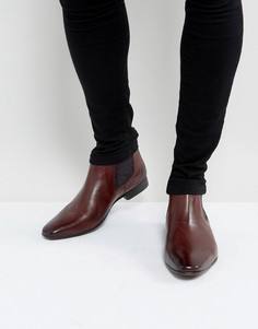 Бордовые кожаные ботинки челси с принтом пейсли Silver Street - Красный