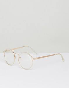 Круглые очки с прозрачными стеклами YHF Lindsay - Золотой