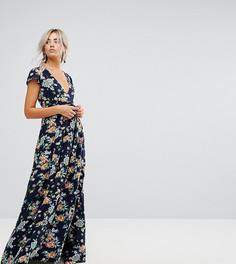Платье макси с запахом и цветочным принтом Uttam Boutique Petite - Темно-синий