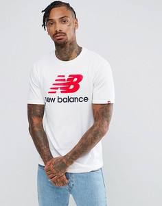Белая футболка New Balance Essentials Stacked MT73587_WT - Белый