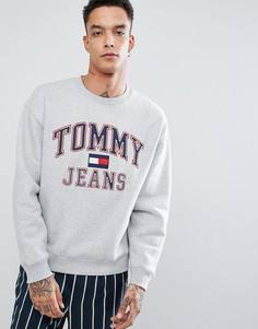 Серый меланжевый свитшот в стиле 90-х с логотипом Tommy Jeans Capsule - Серый