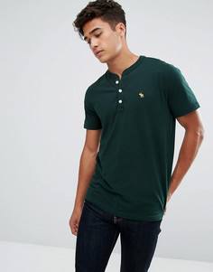 Зеленая футболка хенли узкого кроя с логотипом Abercrombie & Fitch - Зеленый