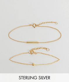 Набор из 2 пар браслетов-цепочек из позолоченного серебра с шаром ASOS - Золотой