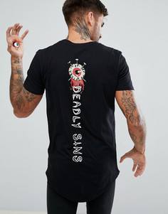 Футболка с принтом Deadly Sins на спине Religion Halloween - Черный