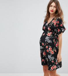 Платье с запахом и цветочным принтом New Look Maternity - Черный
