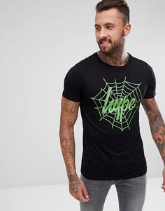 Черная футболка с принтом паутины Hype Halloween - Черный