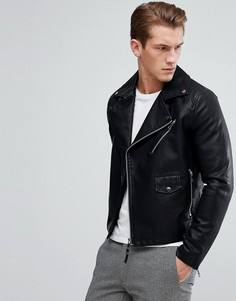 Асимметричная байкерская куртка Burton Menswear - Черный