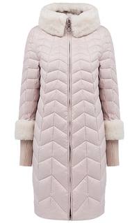 Удлиненный пуховик с отделкой из овчины La Reine Blanche