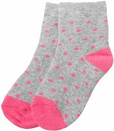 Носки махровые для девочки Barkito, серые с рисунком в горошек