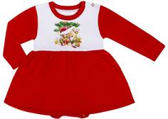 Боди-платье детское с длинным рукавом для девочки Barkito «Новый год», белое с отделкой