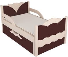 Кроватка Дом бука «Лилия» с бортиками с каждой стороны, матрасом и ящиком, венге/слоновая кость