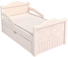 Кроватка Дом бука «Бавария» с бортиками с каждой стороны, матрасом и ящиком, слоновая кость