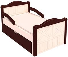 Кроватка Дом бука «Бавария» с бортиками с каждой стороны, матрасом и ящиком, венге/слоновая кость