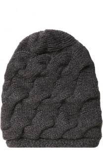 Кашемировая шапка фактурной вязки с помпоном из меха песца TSUM Collection