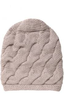 Кашемировая шапка фактурной вязки с помпоном из меха песца TSUM Collection