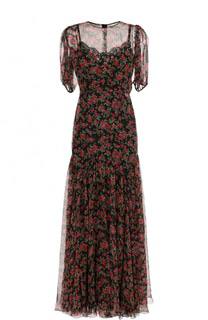 Шелковое платье-макси с принтом Dolce &amp; Gabbana