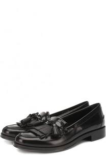 Кожаные лоферы с бантом и бахромой Tod’s