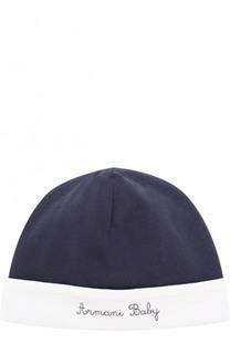 Хлопковая шапка с вышивкой Armani Junior