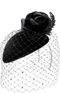 Фетровая шляпа с декоративной сеточкой и цветком Philip Treacy