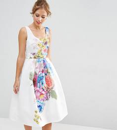 Платье миди для выпускного с цветочным принтом ASOS PETITE SALON - Мульти