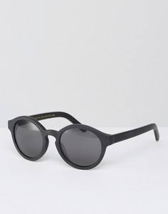 Круглые солнцезащитные очки в матовой черной оправе Raen Flowers - Черный