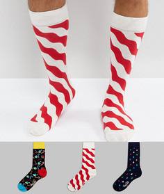 Новогодний подарочный набор из 3 пар носков Happy Socks - Мульти