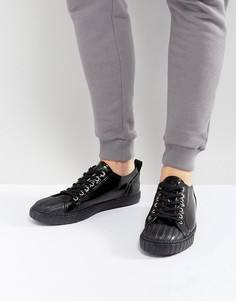 Черные лакированные кеды на шнуровке со вставкой на носке ASOS - Черный
