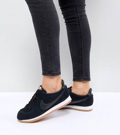 Черные замшевые кроссовки на резиновой подошве Nike Classic Cortez - Черный