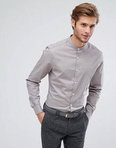 Серая рубашка узкого кроя с воротником на пуговице ASOS - Серый